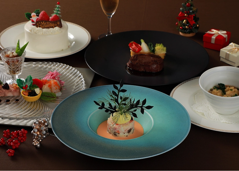 フランス料理フルコースクリスマス特製シェアケーキ・シャンパン1杯＆フリードリンク