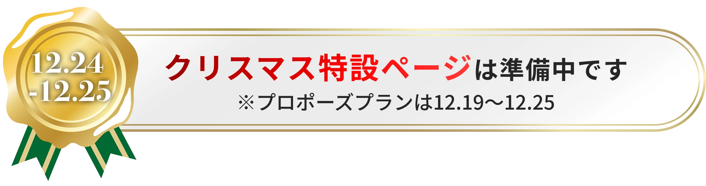 クリスマス特設ページは準備中です。12.24-12.25 ※プロポーズプランは12.19〜12.25 ご予約は2ヶ月前の同日から承ります。