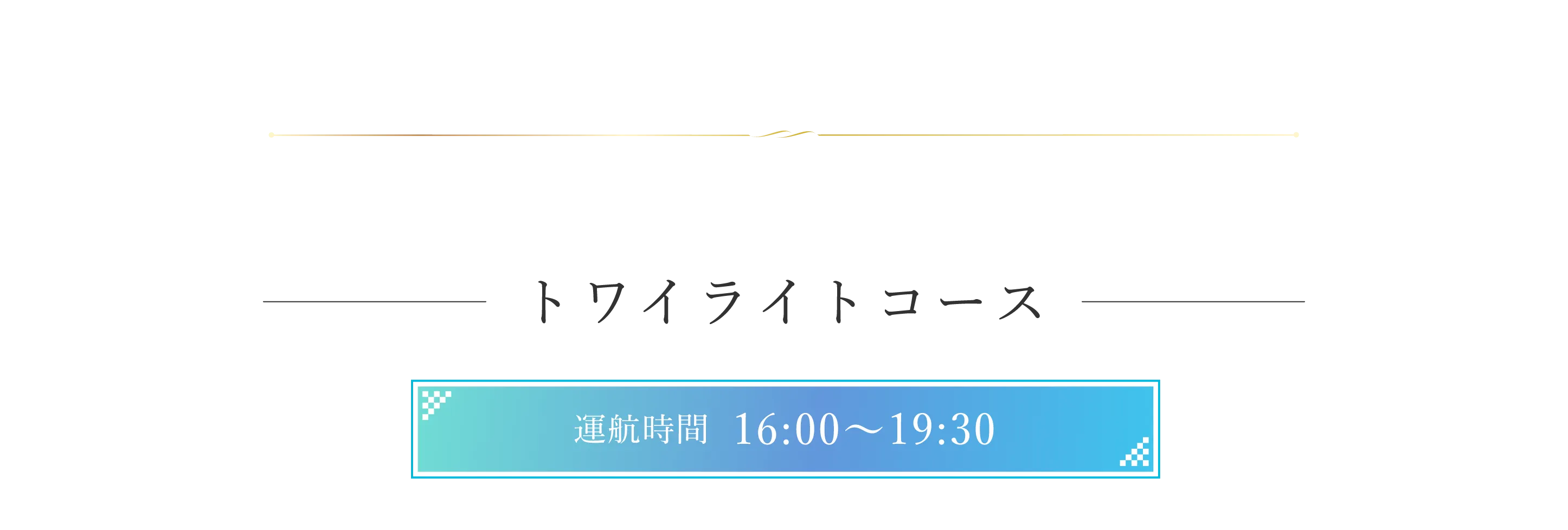 トワイライトコース 運航時間 16時00分〜19時30分